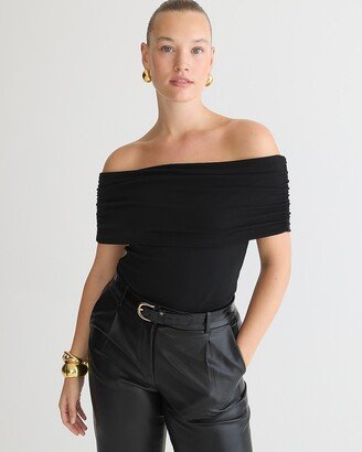 Matte jersey off-the-shoulder top