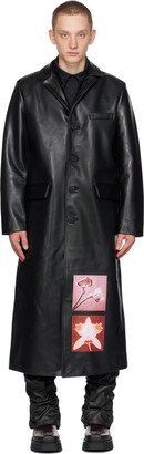 Black Patch Leather Coat