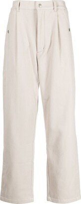 Pleat-Detail Straight-Leg Trousers-AN