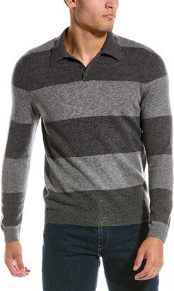 Striped Wool & Cashmere-Blend Polo Sweater-AC