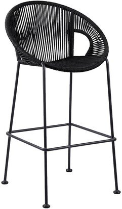 Acapulco 30In Indoor Outdoor Steel Bar Stool With Black Rope