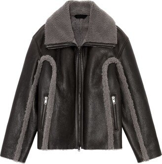 L-Browny zip-up shearling jacket