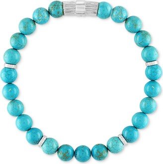 Reconstituted Turquoise Beaded Stretch Bracelet in Sterling Silver, Created for Macy's