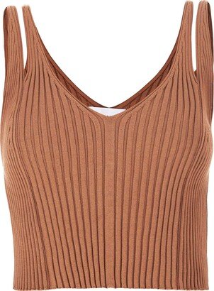 Salanida Donna Ribbed Crop Top Caramel