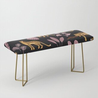 Beautiful Leopard & Pink Leaf Pattern Benches