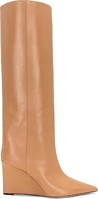 Blake 85 Leather Wedge Boot in Nude