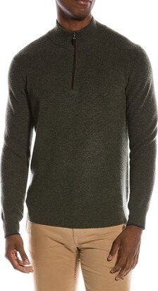 Suede-Trim Cashmere Mock Sweater-AX