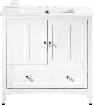 35.5-in. W Floor Mount White Vanity Set For 3H4-in. Drilling