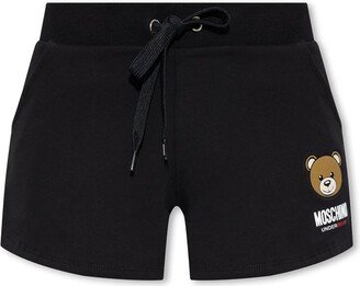 Teddy Bear Patch Drawstring Shorts