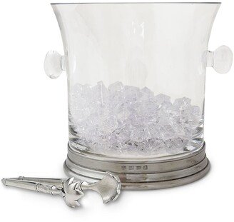 Crystal Ice Bucket with Handles and Tongs Set