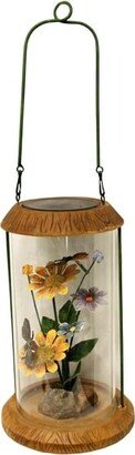 CC Outdoor Living 10.5 LED Lighted Solar Powered Outdoor Garden Lantern with Flowers - 10.5