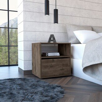 IGEMAN Modern Dark Brown Nightstand with An Open Compartment and A Large Capacity Cabinet for Any Bedroom or Living Room