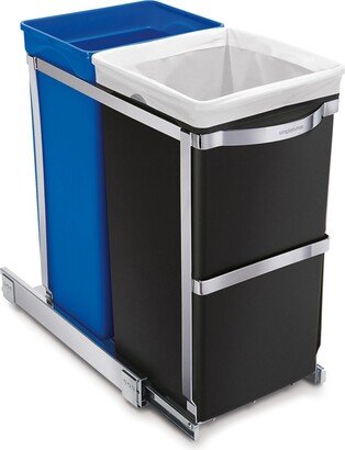 Under-the-Counter 35 Liter Pull Out Dual Recycler Trash Can - CHROME/BLA