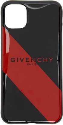 Black & Red Striped Logo iPhone 11 Case