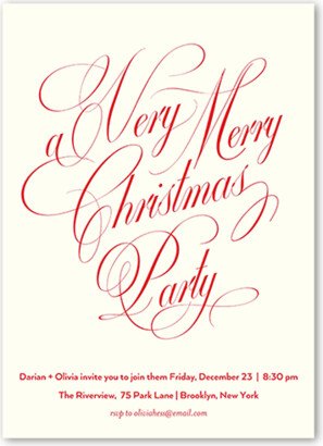 Holiday Invitations: Classic Flourish Script Holiday Invitation, Beige, 5X7, Christmas, Standard Smooth Cardstock, Square