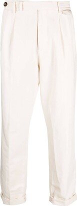 Pleated Cotton Tapered Trousers