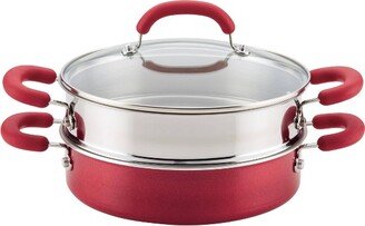 Create Delicious 3qt Covered Sauteuse & Steamer Red