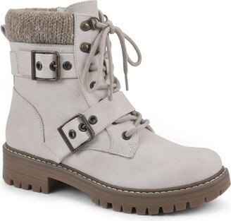 Cliffs by White Mountain Marlee Womens Faux Suede Lugged Sole Combat & Lace-up Boots