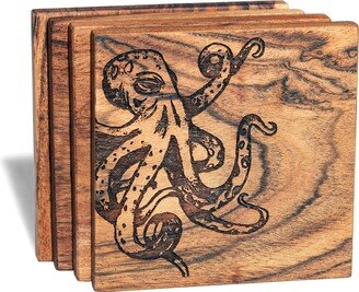 Octopus Coaster Set - Nautical Gifts For Ocean Lovers Beach House Decorations Kraken Home Decor Accessories, Coffee Table Accent