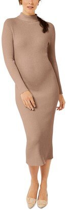 Textured Rib-Knit Midi Maternity Dress