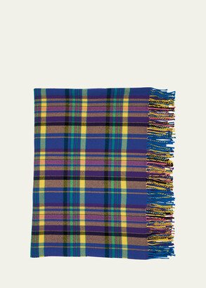 Purple Plaid Wool Scarf