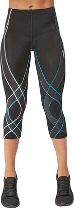 Endurance Generator Joint Muscle Support 3/4 Compression Tights (Black/Deep Lake) Women's Workout