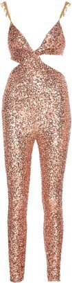 Sequin Embellished Chain-Link Jumpsuit