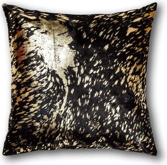 Chocolate and Gold Torino Kobe Cowhide Pillow