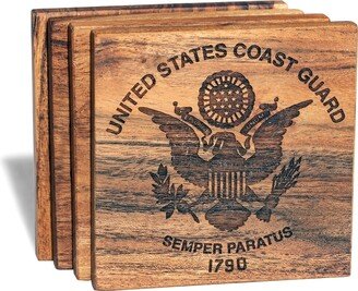 United States Coast Guard Flag Coaster Set - Gifts For Military Ideas Retirement Home Accessories Men Service Member Presents