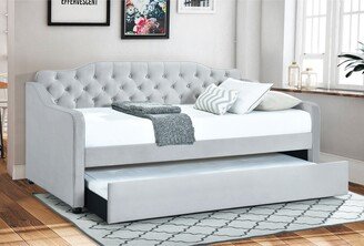 2-Piece Button Tufted Daybed with Trundle