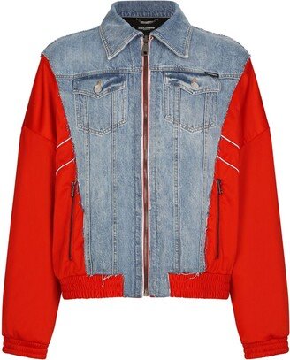 Distressed-Effect Panelled Denim Jacket