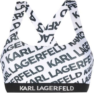 All-Over Logo Print Sports Bra