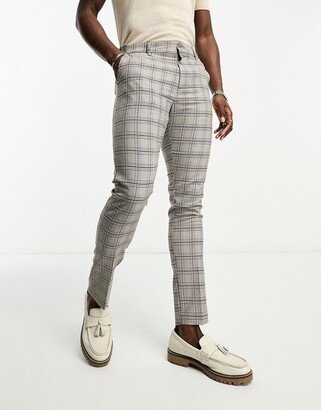 skinny plaid pants in brown