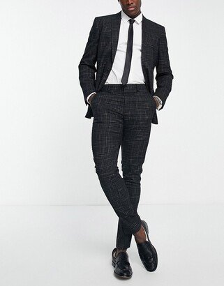 skinny suit pants crosshatch in black