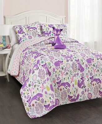 Pixie Fox 3-Pc Set Twin Quilt Set