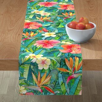 Table Runners: Classic Tropical Garden Watercolor Table Runner, 72X16, Multicolor