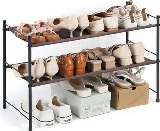 NEX 2 Tier Shoe Rack with Freestanding Shelf Bronze