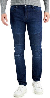 Mens Dark Wash Mid-Rise Skinny Jeans-AA