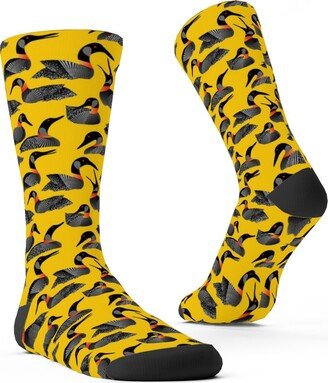 Socks: Common Loon Of Canada - Yellow Custom Socks, Yellow