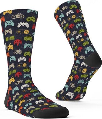 Socks: Game Controllers - Navy Multi Custom Socks, Multicolor