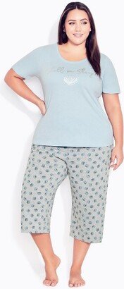 Women's Plus Size Pj Shells Crop Set - Blue Pale - 22W/24W