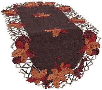 Harvest Hues Embroidered Cutwork Fall Table Runner