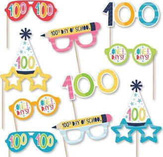 Big Dot of Happiness Happy 100th Day of School Glasses - Paper Card Stock 100 Days Party Photo Booth Props Kit - 10 Count