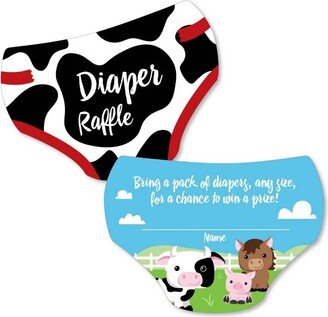 Big Dot of Happiness Farm Animals - Diaper Shaped Raffle Ticket Inserts - Barnyard Baby Shower Activities - Diaper Raffle Game - Set of 24