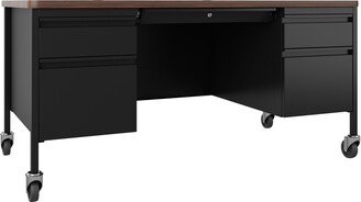 Hirsh Mobile Teacher's Desk 30 x 60 Double File Pedestal