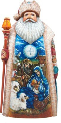 G.DeBrekht Woodcarved Nativity Special Edition Santa In Crate Figurine