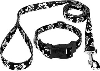 Country Brook Petz Black Hawaiian Deluxe Dog Collar and Leash (5/8 Inch, Small)