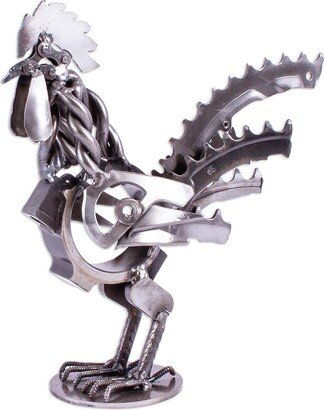 Handmade Shiny Rooster Recycled Metal Sculpture