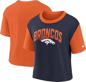 Women's Orange, Navy Denver Broncos High Hip Fashion T-shirt - Orange, Navy