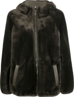 Hooded Reversible Shearling Jacket